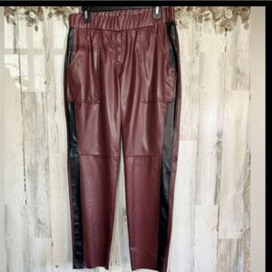 Marc Cain Vegan Leather Trousers Burgandy